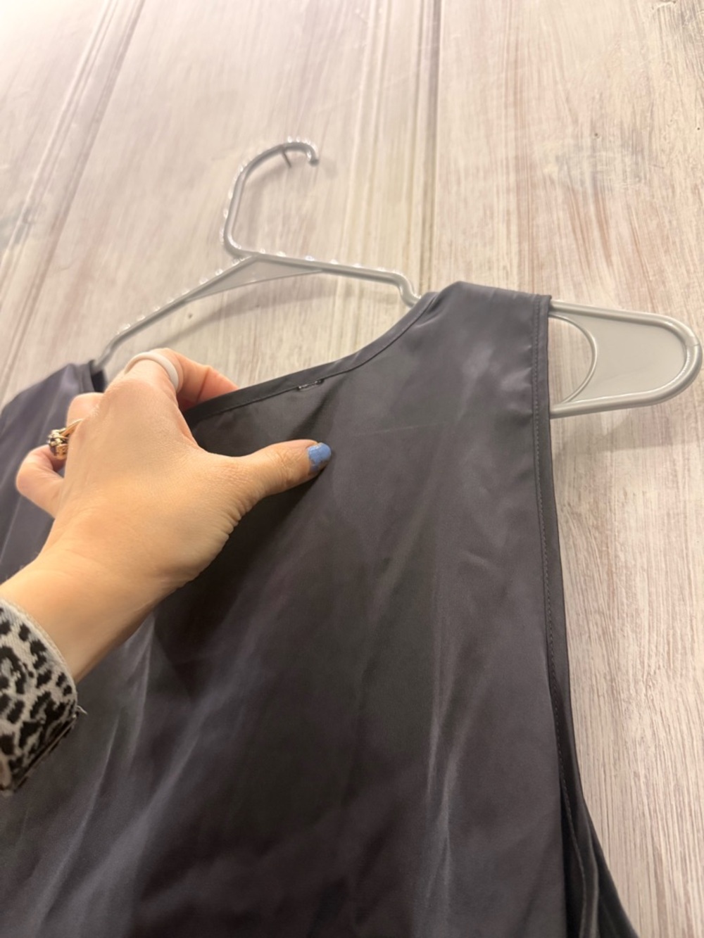 torrid Satin Cowl Neck Tank - Charcoal Gray - Picture 5 of 6